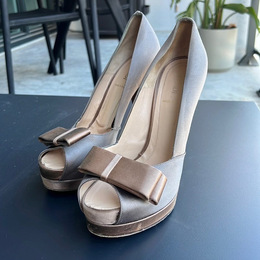 Fendi, Satin Open Toe Pumps